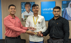 Photo: Aman Kumar being felicitated by UNICEF India as India's Most Valuable U-Reporter.